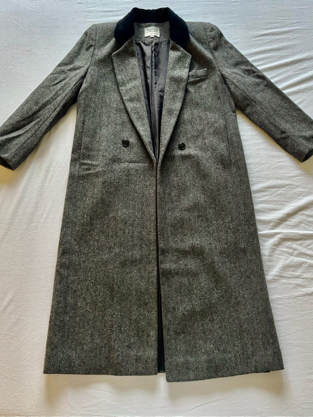 Women's Double-Breasted Wool Blend Overcoat - Gray twill